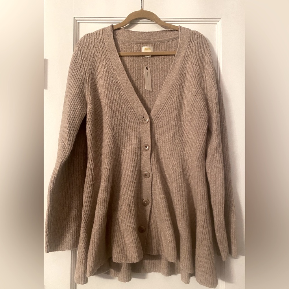 NWT MAEVE BUTTON FRONT KNIT PEPLUM FLARED TUNIC SWEATER FROM ANTHROPOLOGIE